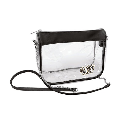 Black Central Florida Hype clear bag by Logo Brands, showing transparent design with branding details and sturdy handles.