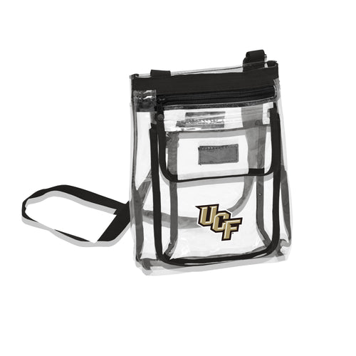 Clear crossbody bag for Central Florida Gameday by Logo Brands, featuring team colors and logo, transparent design with adjustable strap.