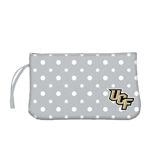 Central Florida Dot Wristlet bag by Logo Brands, featuring a stylish design with orange and navy Florida-themed dots and a wrist strap.