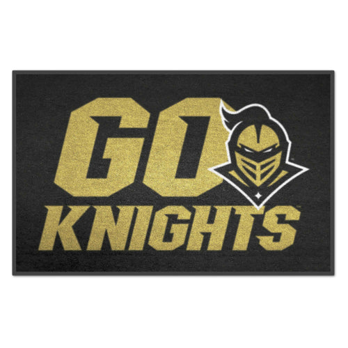 University of Central Florida Logo Brands starter mat with slogan, featuring team colors and mascot design for fans.