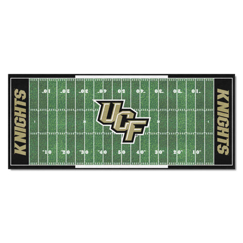 University of Central Florida Football Field Runner mat by Logo Brands, featuring UCF football field design and logo.