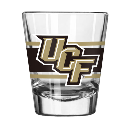 Central Florida stripe shot glass from Logo Brands, 2oz drinkware with colorful striped design, perfect for beverages.