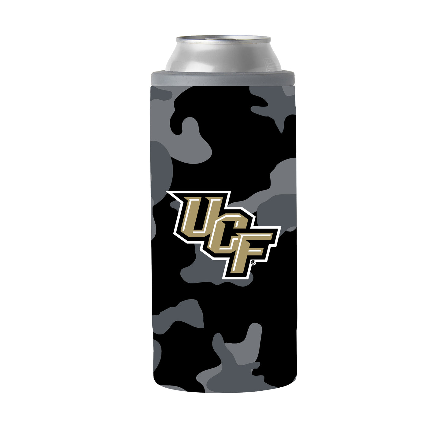UCF Black Camo 12oz Slim Can Coolie