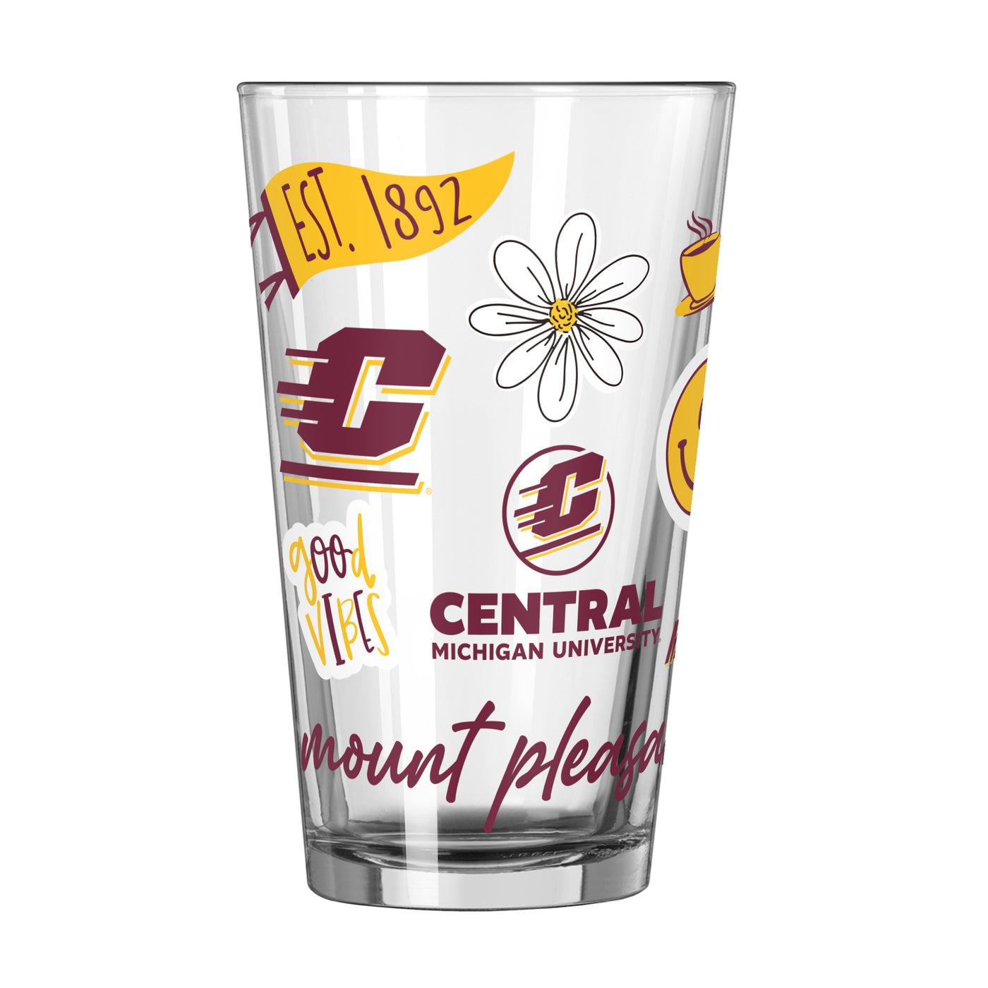 Central Michigan 16oz Native Pint Glass