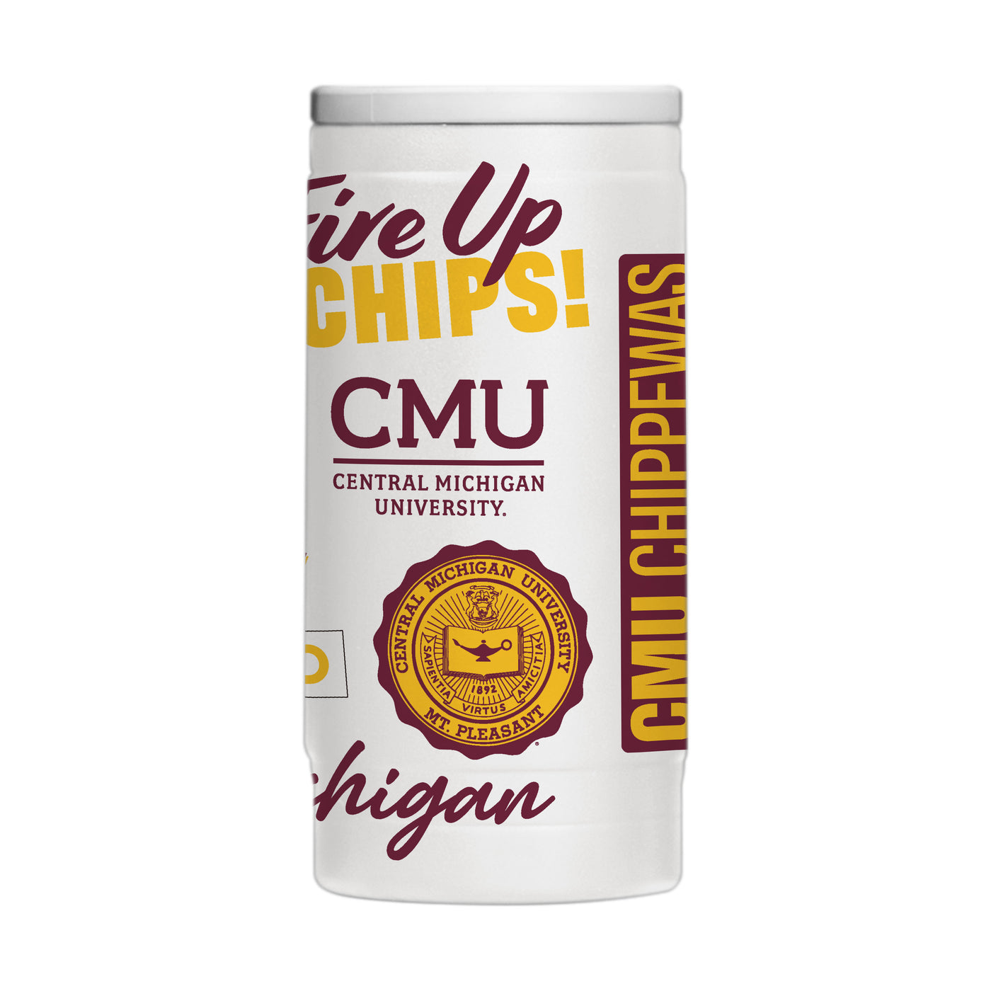 Central Michigan 12oz Native Powdercoat SlimCan Coolie