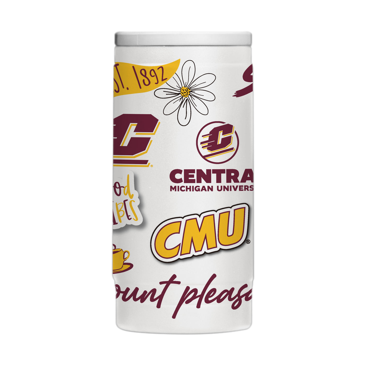 Central Michigan 12oz Native Powdercoat SlimCan Coolie