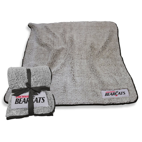 Cincinnati Black Frosty Fleece blanket by Logo Brands, soft and cozy fleece with team logo design for sports fans.