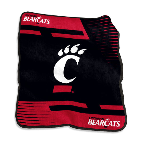 Cincinnati Raschel double stripe throw blanket by Logo Brands, soft and cozy with bold striped pattern for home decor.