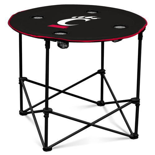 Cincinnati round wooden table by Logo Brands, featuring a smooth circular surface and sturdy legs, ideal for dining or casual use.