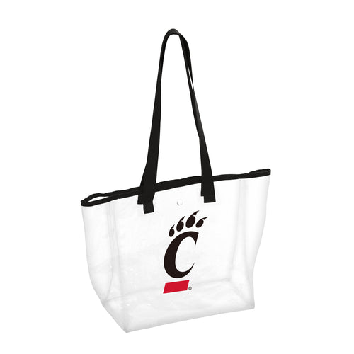 Clear stadium bag by Logo Brands, Cincinnati Stadium branded, showing transparent design with handles for secure carrying.