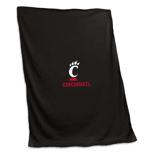 Black Cincinnati Combo Mark sweatshirt blanket by Logo Brands, featuring a sports team logo on soft, comfortable fabric.