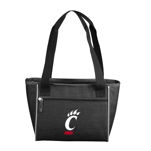 Cincinnati Crosshatch 16-can cooler tote by Logo Brands, insulated cooler bag with crosshatch pattern and adjustable shoulder strap.