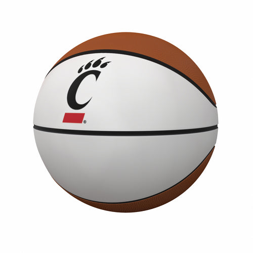 Official Cincinnati recreation-sized autograph basketball with C-Paw Logo, featuring signature areas and vibrant orange surface.