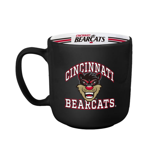 Cincinnati 15oz Stripe Mug from Logo Brands, ceramic drinkware with blue and white stripes, suitable for hot beverages.