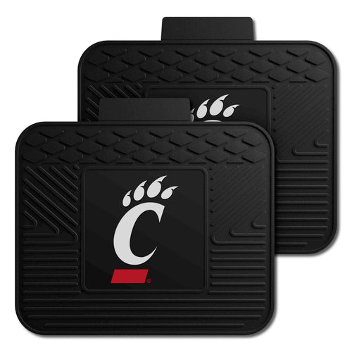 University of Cincinnati logo auto utility mats by Logo Brands, featuring team colors and mascot details.