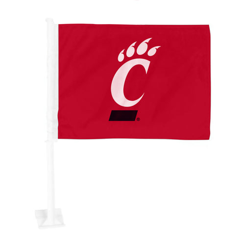 University of Cincinnati car flag by Logo Brands, auto flag featuring school logo and colors for vehicle display.