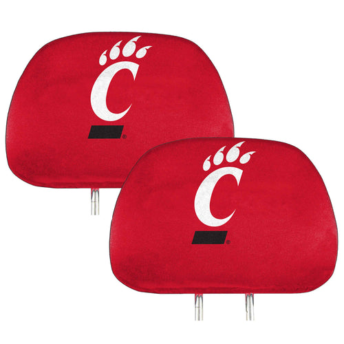 University of Cincinnati printed headrest cover for car seats, branded by Logo Brands, featuring university logo and vibrant design.