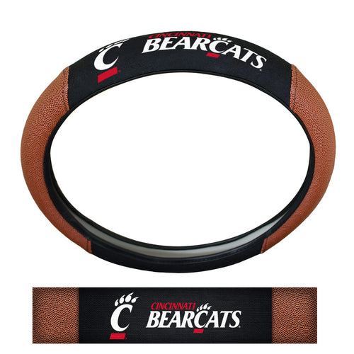 University of Cincinnati logo sports grip steering wheel cover for auto covers, featuring team graphics and comfortable grip.