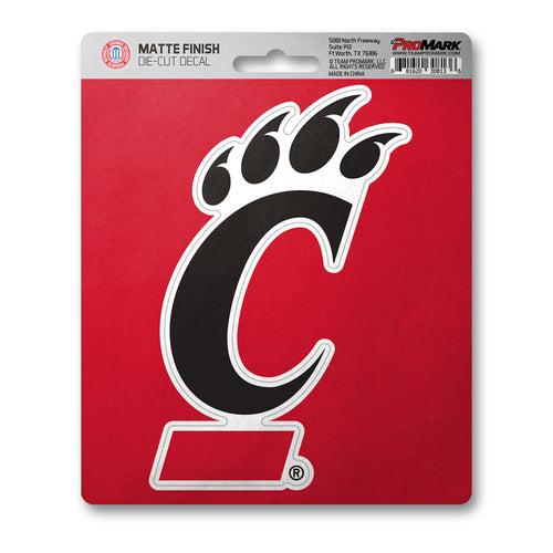 University of Cincinnati matte decal by Logo Brands, featuring a clear Cincinnati Bearcats logo on a matte finish decal.