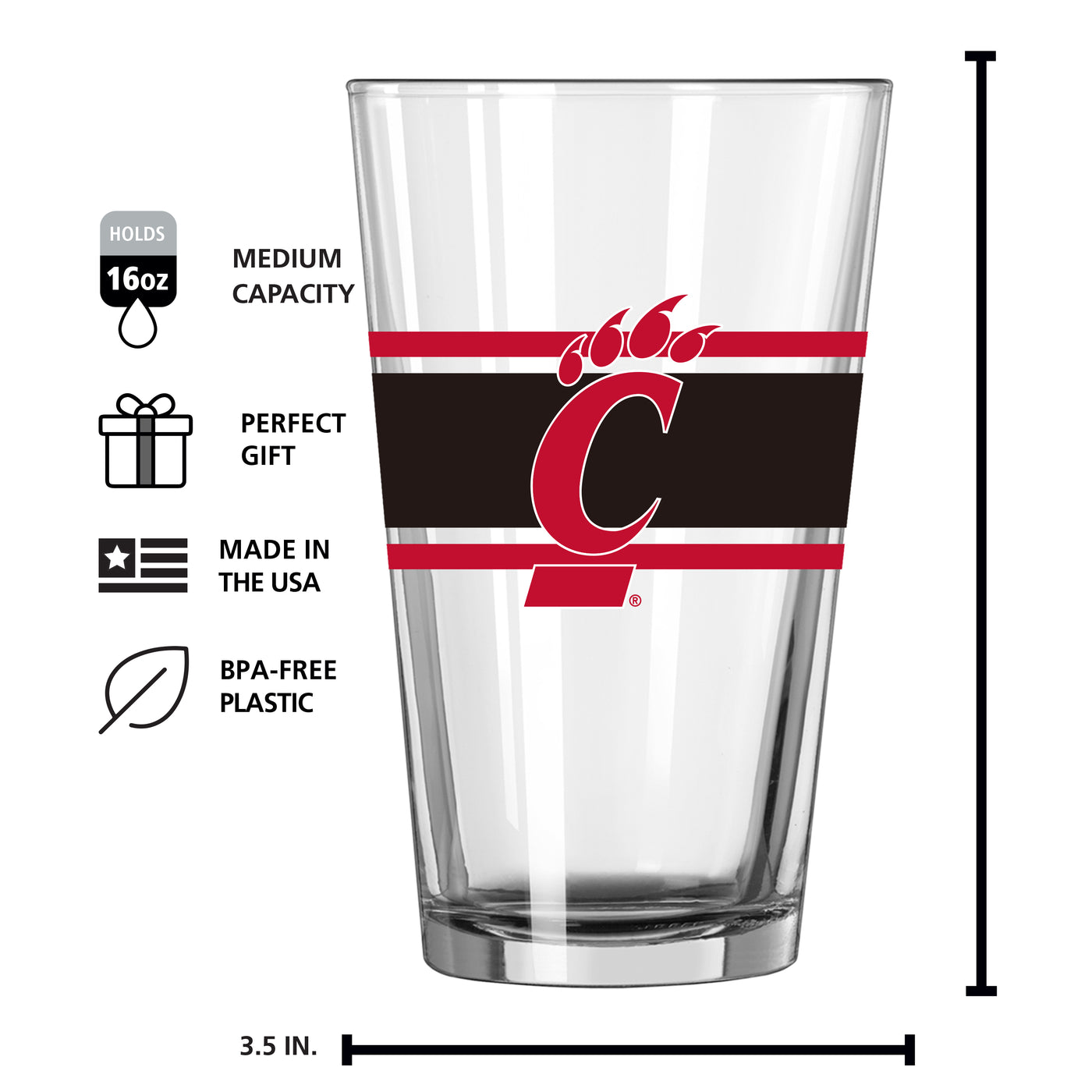 Cincinnati 16oz Stripe Pint Glass - Logo Brands
