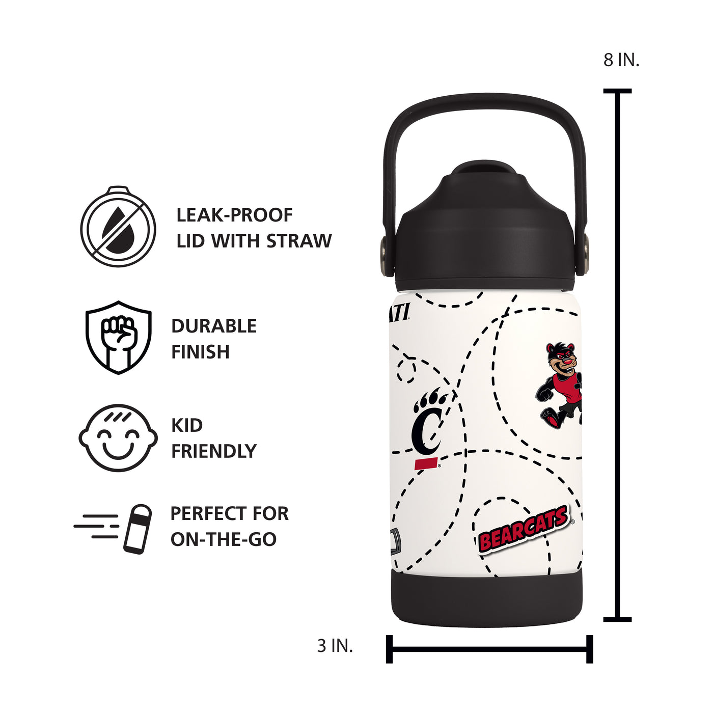 Cincinnati 12oz Mascot SS Kids Bottle