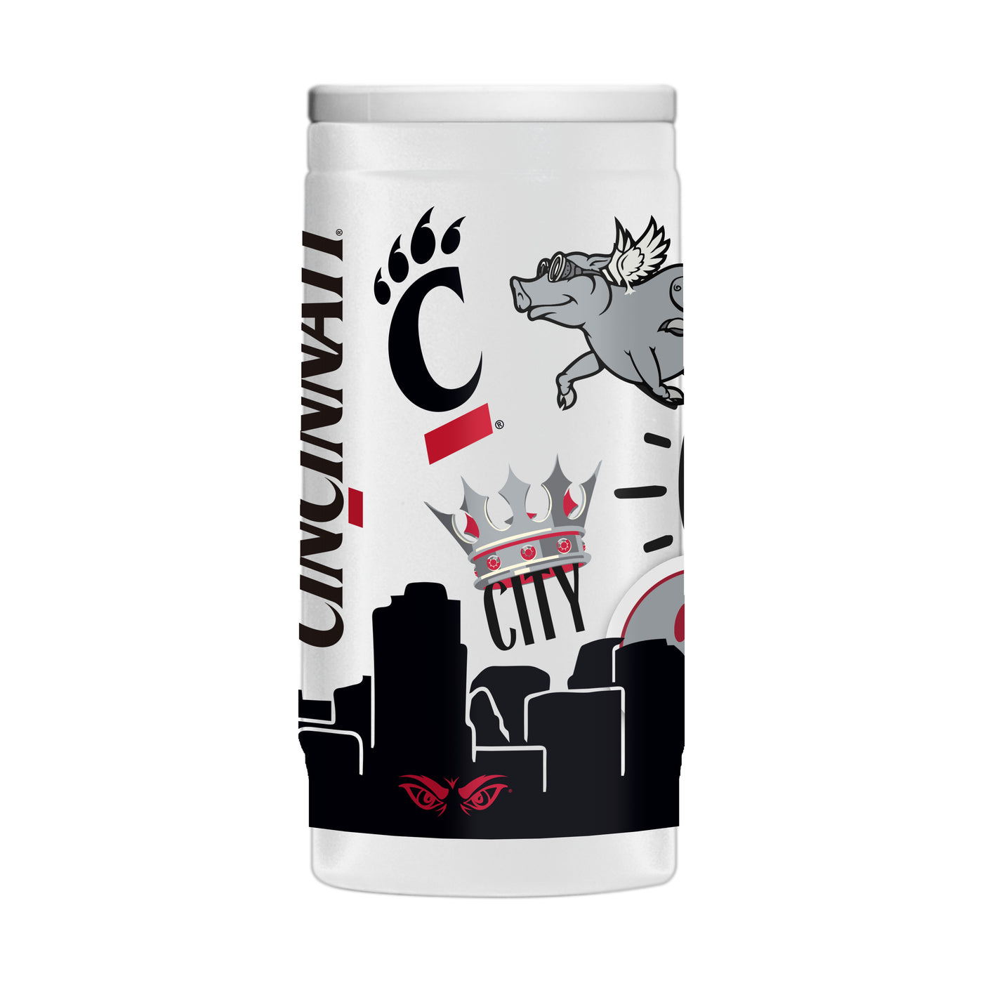 Cincinnati 12oz Native Powder Coat Slim Can Coolie