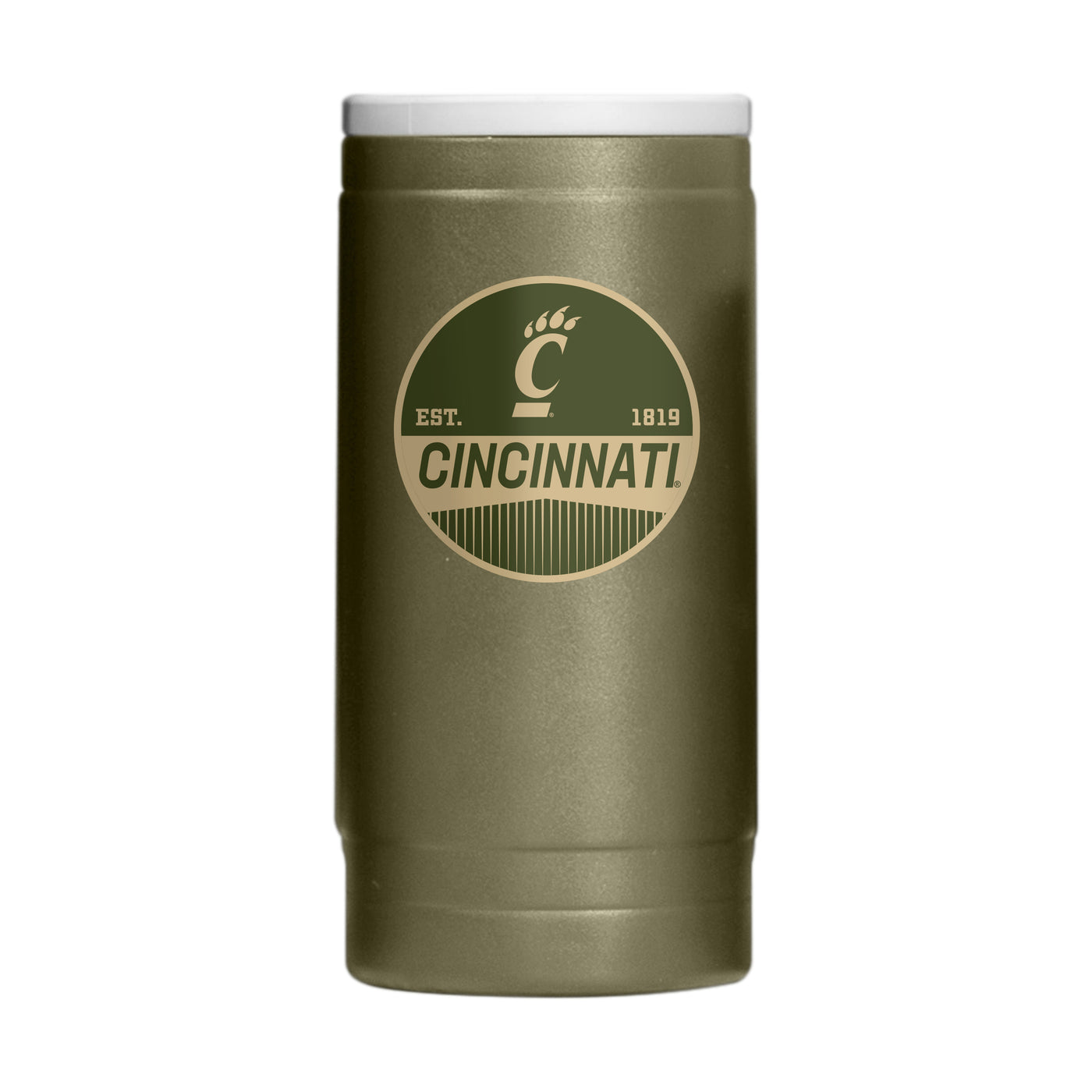 Cincinnati 12oz Badge Powdercoat SlimCan Coolie