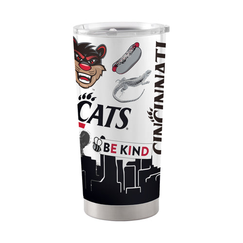 Cincinnati 20oz Native stainless steel tumbler for drinkware, featuring team logo in vibrant colors.