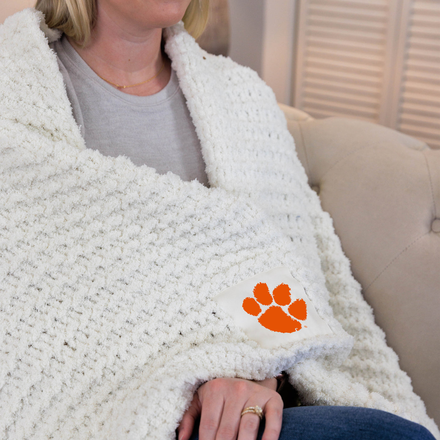 Clemson Cable Knit Throw 50x60