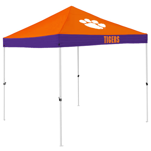 Clemson Economy Canopy shelter by Logo Brands with beige fabric and sturdy frame, ideal for outdoor events and protection.