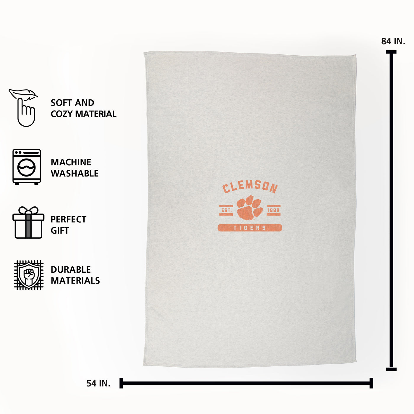 Clemson Oatmeal Sweatshirt Blanket