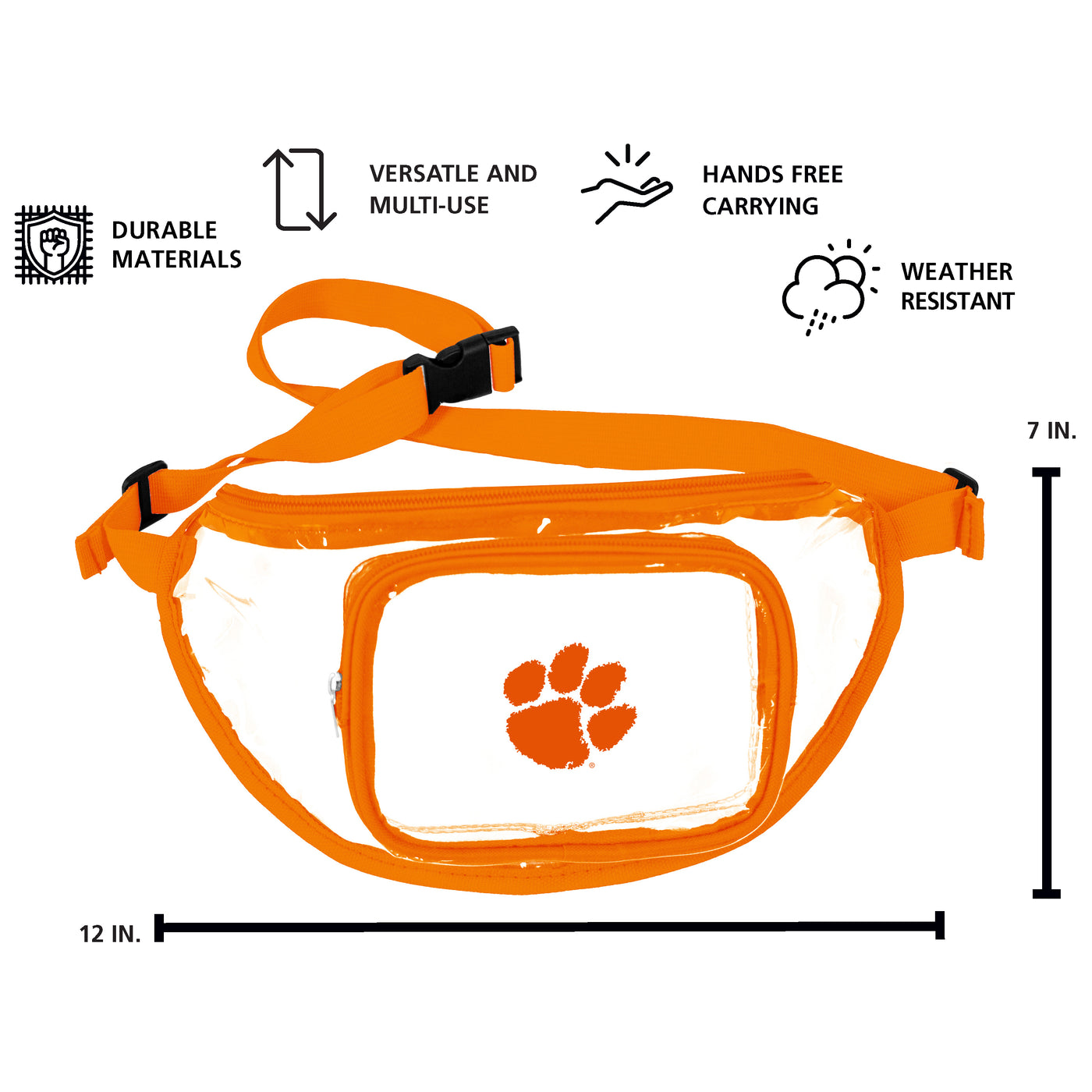 Clemson Clear Fanny Pack - Logo Brands