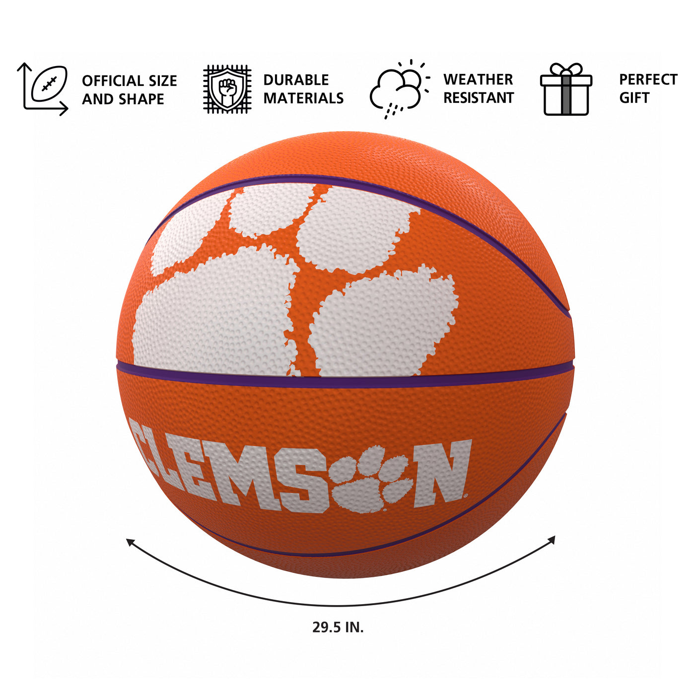 Clemson Mascot Official-Size Rubber Basketball