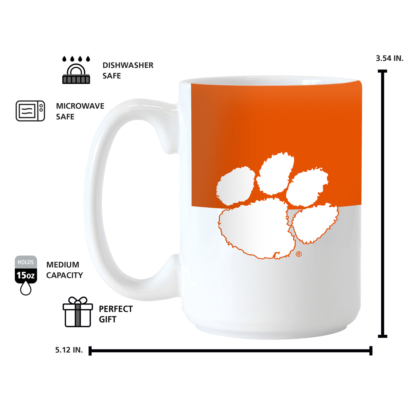 Clemson 15oz Colorblock Sublimated Mug