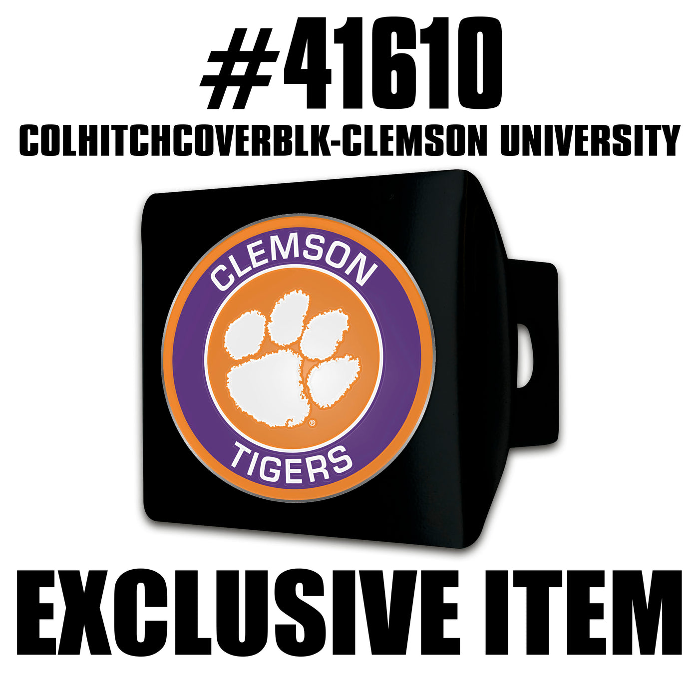 TRINITY Clemson University Color on Black Hitch Cover
