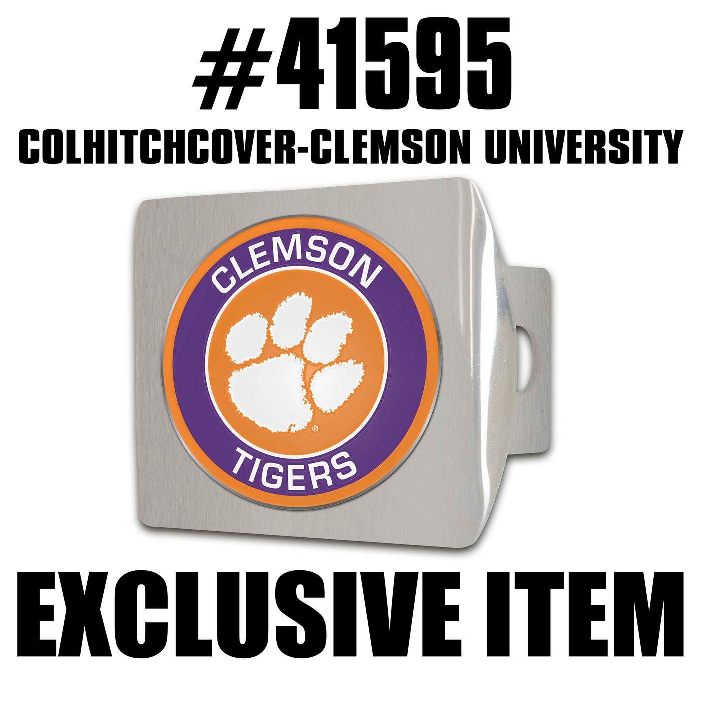 TRINITY Clemson University Color on Chrome Hitch Cover