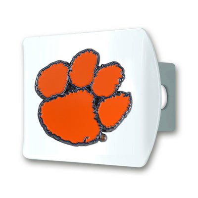 Clemson University Color on White Hitch Cover