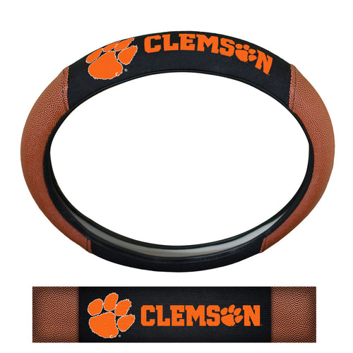 Clemson University sports grip steering wheel cover by Logo Brands, with Clemson logo and textured grip surface.