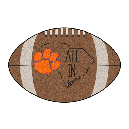 Clemson University football mat by Logo Brands featuring a Clemson logo and team colors, ideal for game room or tailgating.