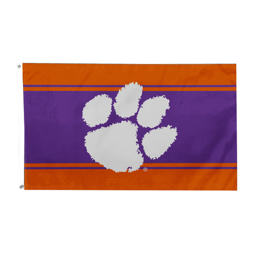 Clemson Home Flag by Logo Brands, 3' x 5' outdoor flag with Clemson Tigers logo and team colors, suitable for yard display
