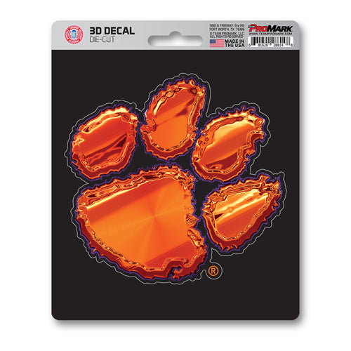 Clemson University 3D decal by Logo Brands featuring the Clemson Tigers logo and university colors.