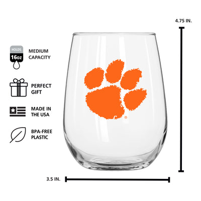 Clemson 16oz Gameday Curved Beverage Glass