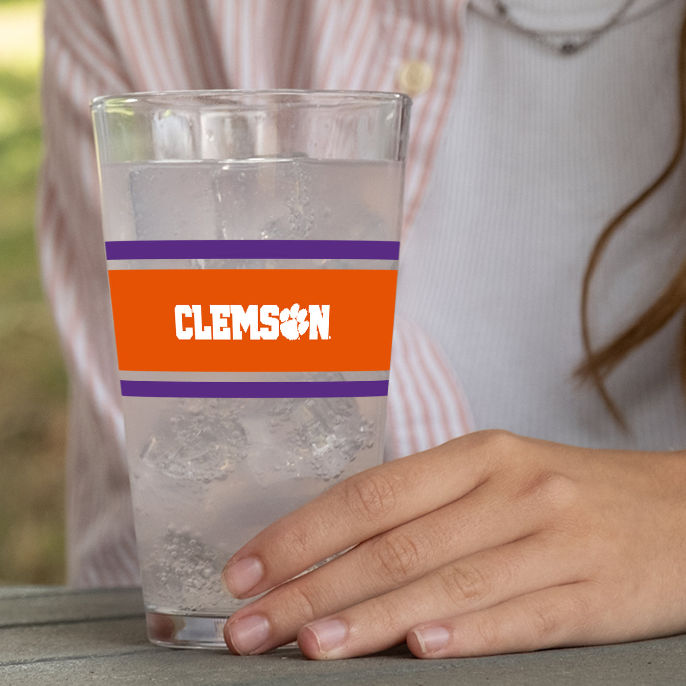 Clemson 16oz Stripe Pint Glass