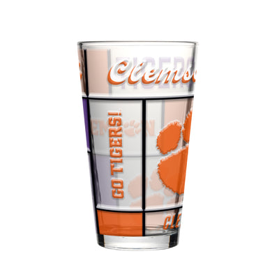 Clemson 16oz Quilted Stained Pint Glass