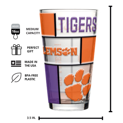 Clemson 16oz Quilted Stained Pint Glass