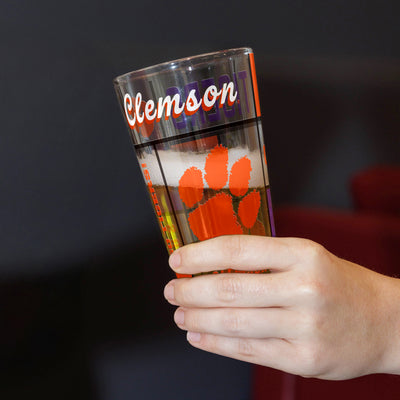 Clemson 16oz Quilted Stained Pint Glass