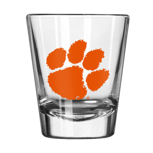 Clemson 2oz Gameday shot glass from Logo Brands featuring Clemson Tigers logo and team colors, ideal for fans and collectors.