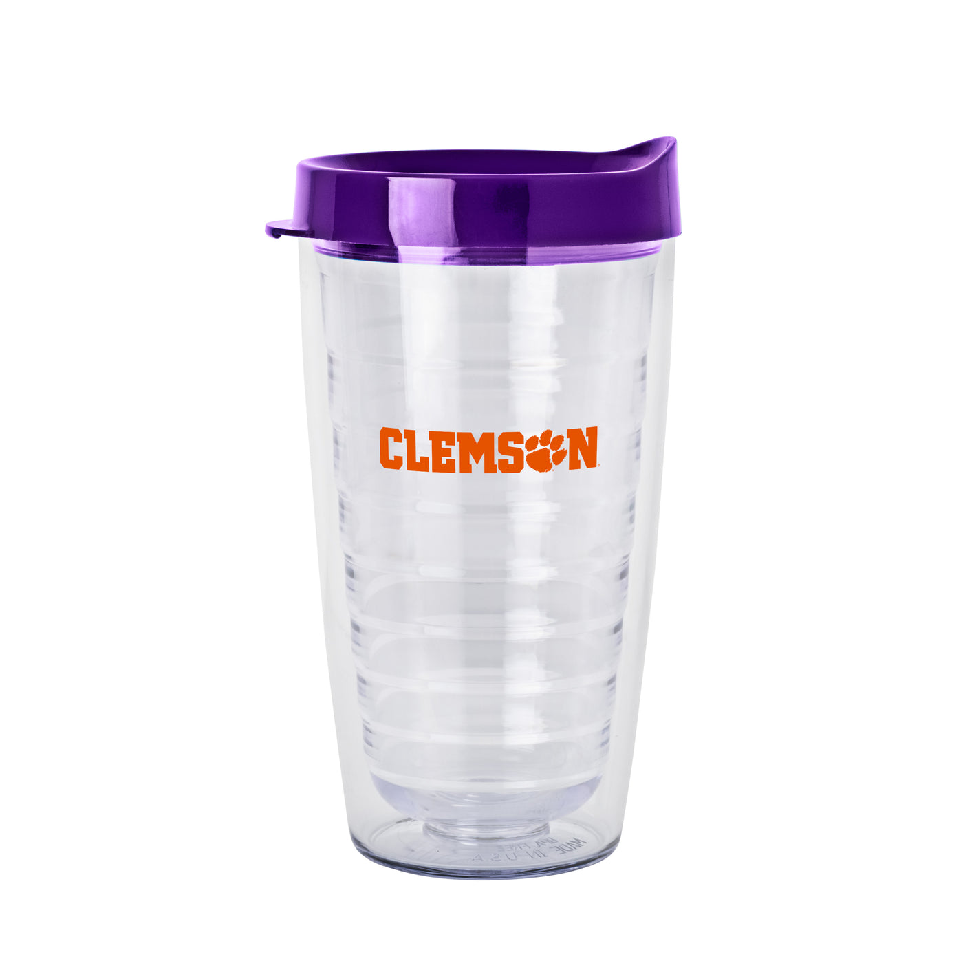 Clemson 16oz Flipside Dbl Wall Clear Tumbler
