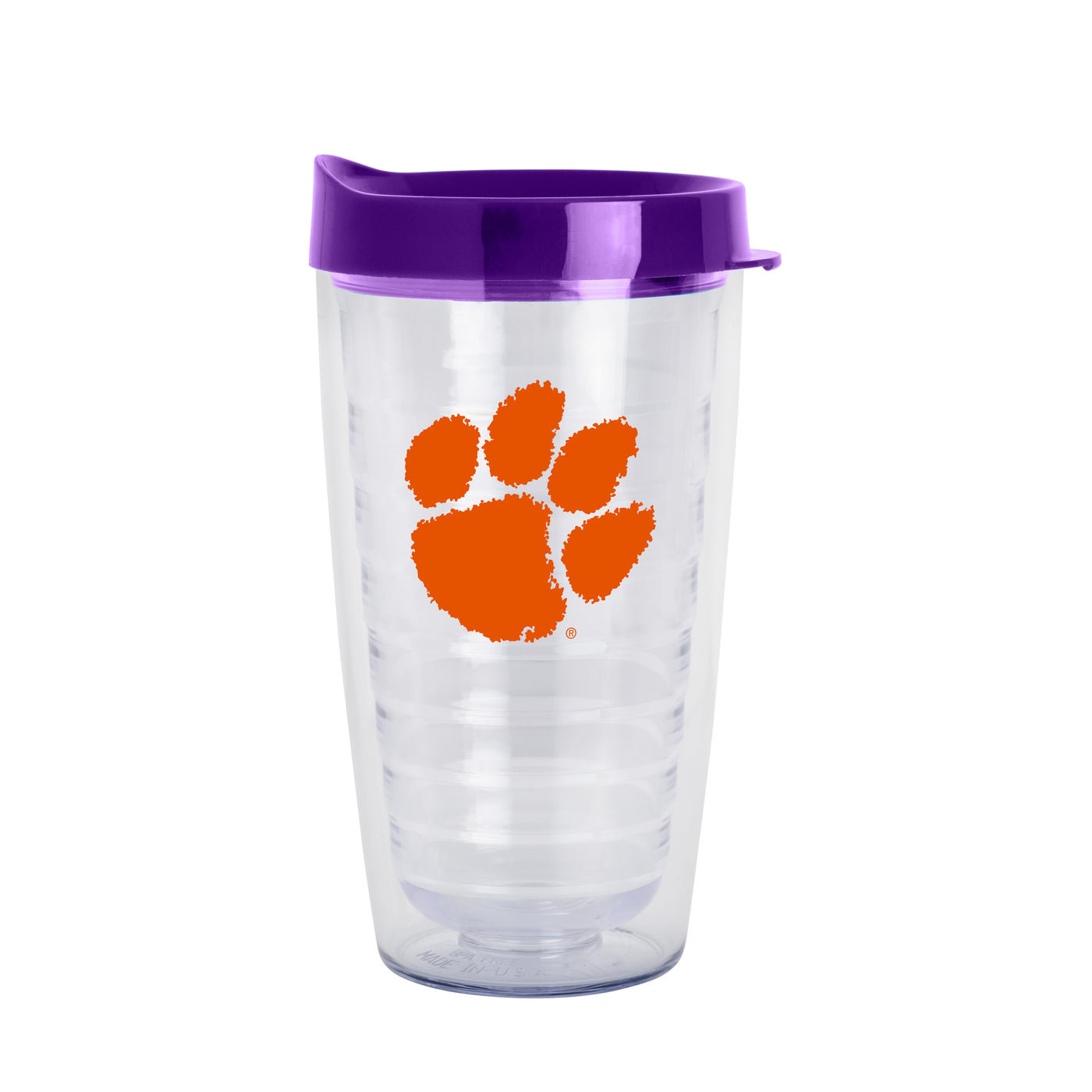 Clemson 16oz Flipside Dbl Wall Clear Tumbler