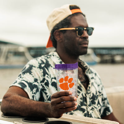 Clemson 16oz Flipside Dbl Wall Clear Tumbler